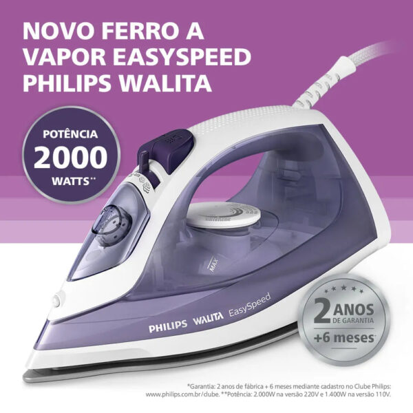 Ferro a Vapor EasySpeed Philips Walita Roxo 2000W - GC1752 - Image 4